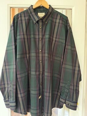 LIKE NEW VINTAGE Cabela's Green Plaid Button-Down Shirt 3 XL. Dry Cleaned.
